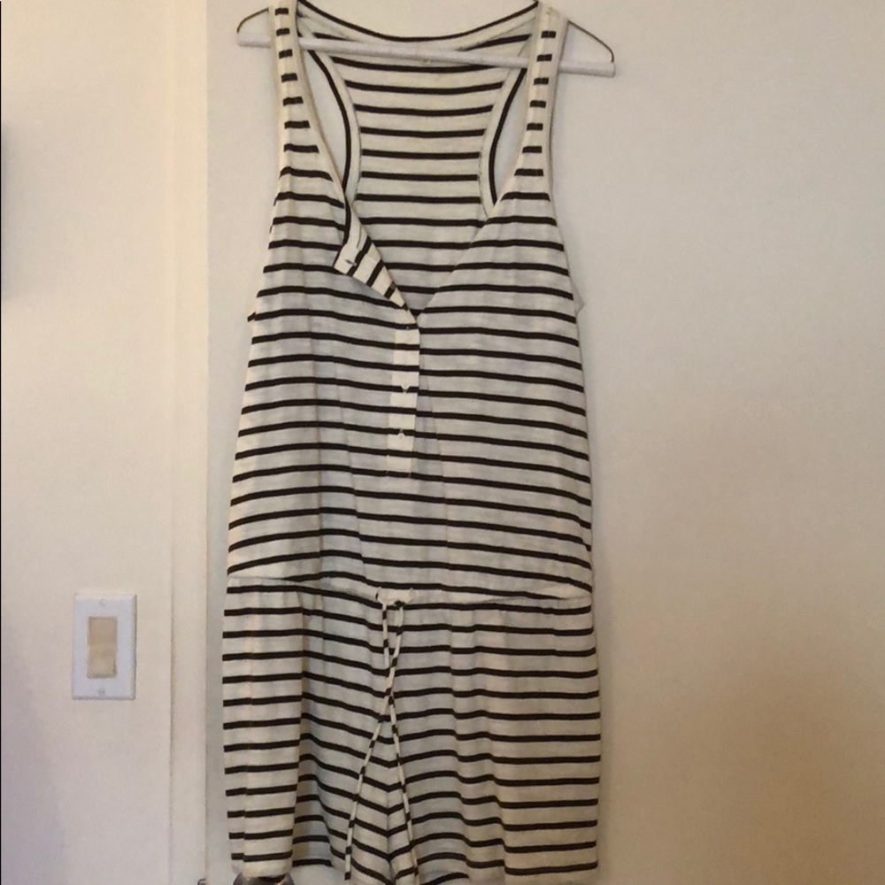 Olive and off-white romper